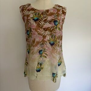 CAbi Tropical Orchid Print Parlor Split Back Top Size XS DONATING SOON